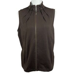 Weekends By Chicos Women's Dark Brown Zip Up Vest Size 1 US 8 Full Zip